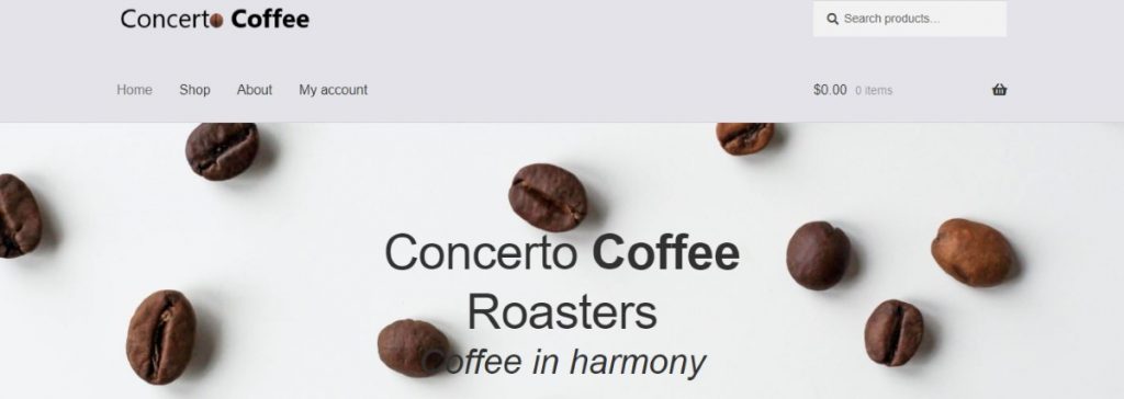 Concerto Coffee Roasters website screenshot