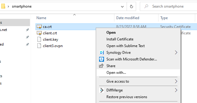 open with context menu