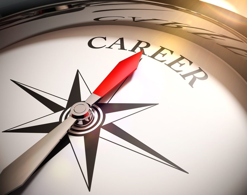 compass pointing toward the word career